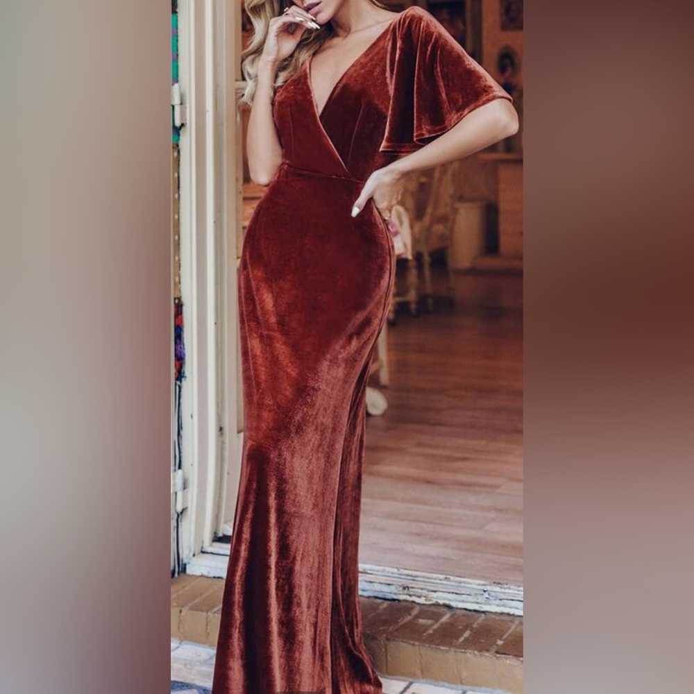 Size L burnt orange/brown velvet dress